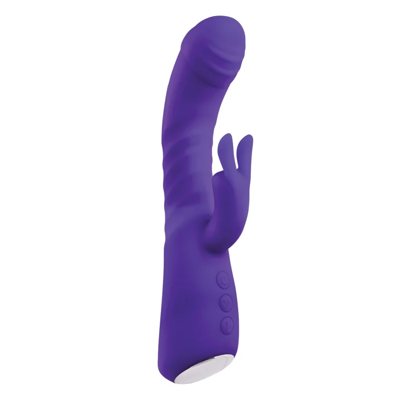 Vibrator Iepuras Vibrating & Thrusting & Warming, Silicon, USB, Mov, 21.8 cm