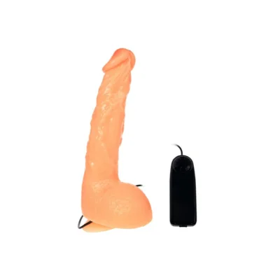 Vibrator Realist Multispeed Jason cu Telecomanda, TPR, Natural, 24 cm
