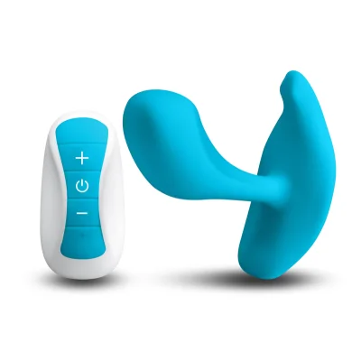 Stimulator Punctul G Eros, 10 Moduri Vibratii, Silicon, USB, Remote Control, Albastru, 10 cm