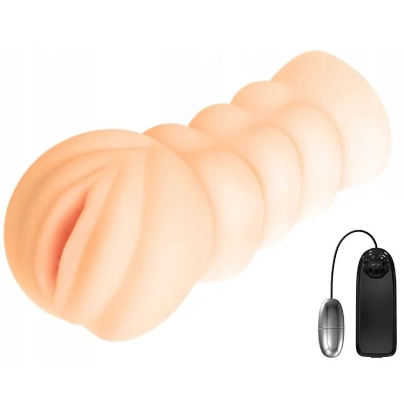 Masturbator Realist cu Glont Vibrator, Multispeed, TPR, Natural, 15.5 cm