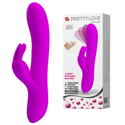 Vibrator Pretty Love Dylan, 7+4 Moduri Stimulatoare, Silicon, USB, Mov, 21 cm