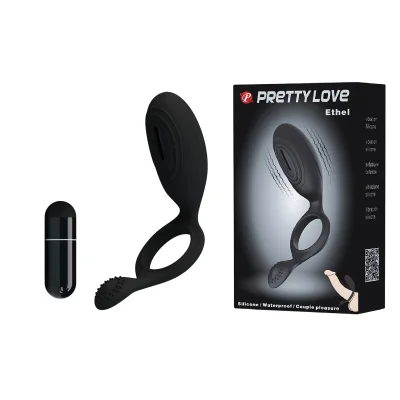 Inel Vibrator de Penis Ethel, Silicon, Negru