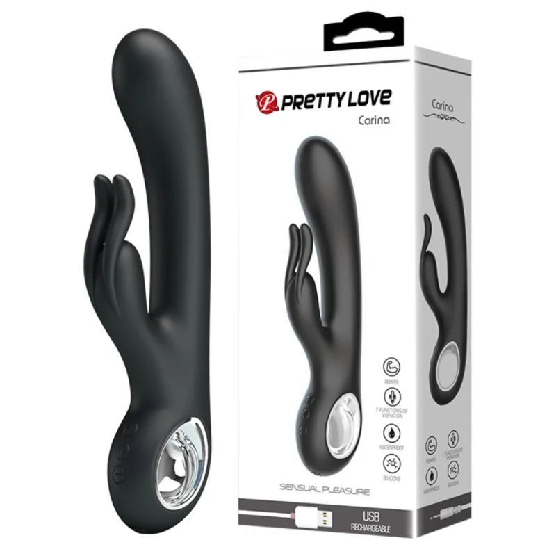 Vibrator Pretty Love Carina, 7 Moduri Vibratii, Silicon, USB, Negru, 19 cm
