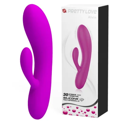 Vibrator Pretty Love Alvin, 30 Moduri Vibratii, Silicon, USB, Mov, 16.9 cm