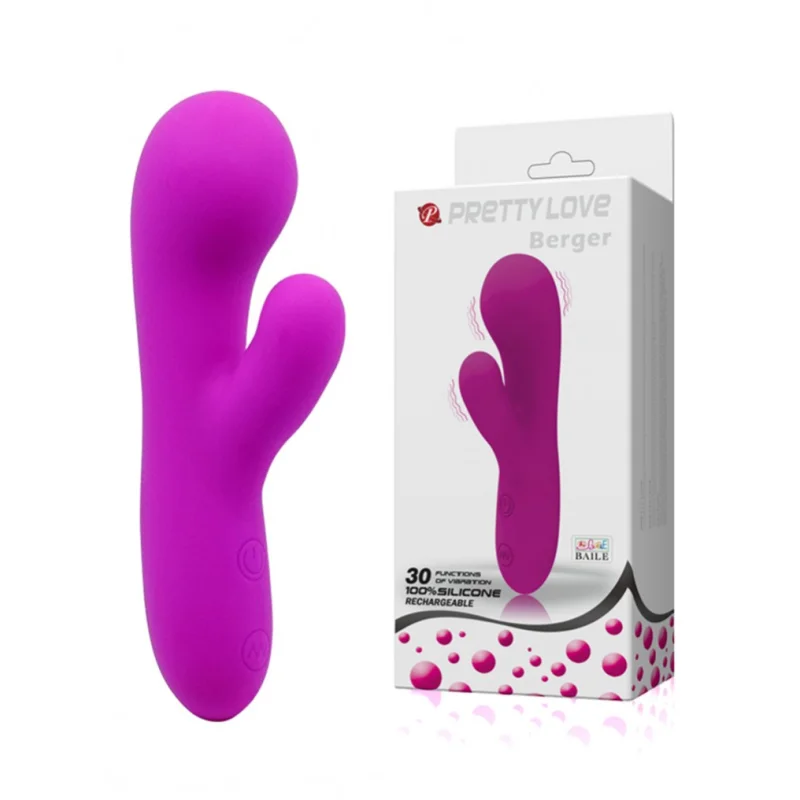 Vibrator Pretty Love Berger, 30 Moduri Vibratii, Silicon, USB, Mov, 14.5 cm