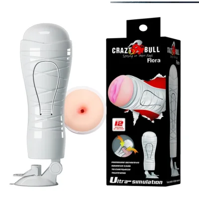 Masturbator Anus Flora cu Ventuza Crazy Bull, 12 Moduri Vibratii, TPR Life-Like