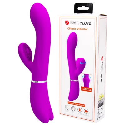 Vibrator Iepuras Pretty Love, 12+4 Moduri Stimulatoare, Silicon, USB, Mov, 20.8 cm