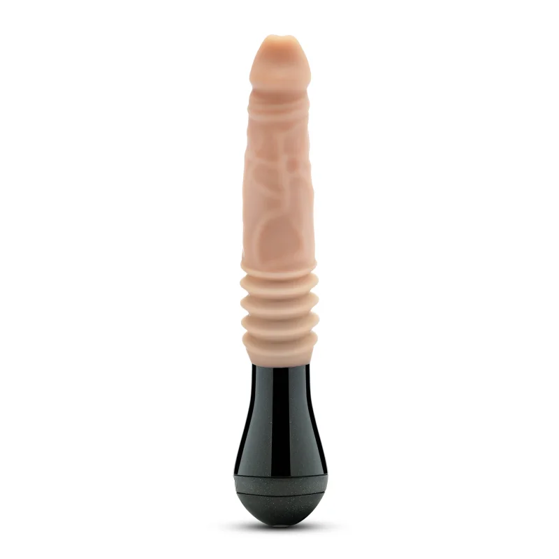 Vibrator Dr. Knight Thrusting, Gyrating&Vibrating, 3 Viteze, Silicon, USB, Natural, 26.6 cm