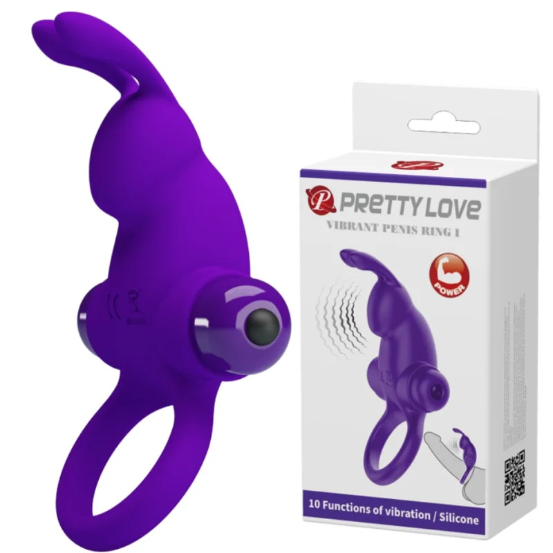 Inel de Penis Pretty Love, 10 Moduri Vibratii, Silicon, Violet