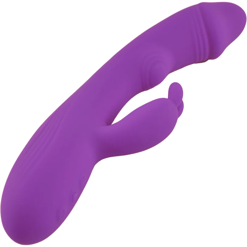 Vibrator Rabbit Fire, 10 Moduri Vibratii, 5 Moduri Pulsatii, Silicon, USB, Mov, 21 cm, Mokko Toys