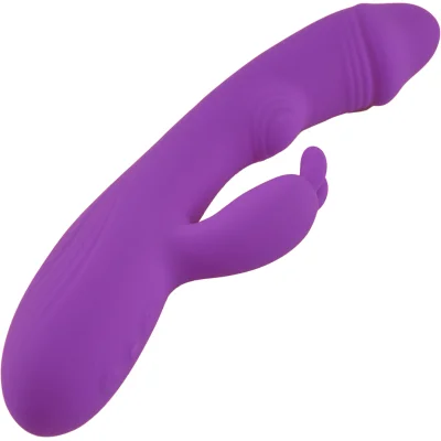 Vibrator Rabbit Fire, 10 Moduri Vibratii, 5 Moduri Pulsatii, Silicon, USB, Mov, 21 cm, Mokko Toys