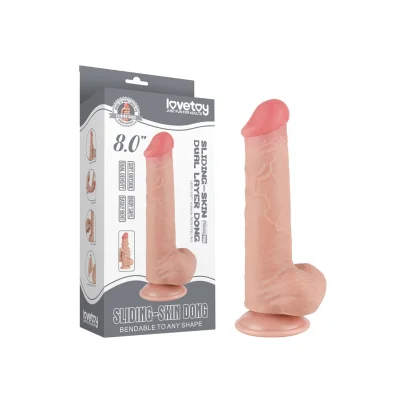 Dildo Realist Sliding-Skin, Ventuza Detasabila, TPE, Natural, 20.8 cm