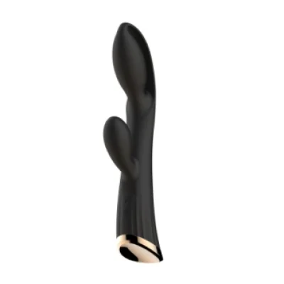 Vibrator Iepuras India, 9 Moduri Vibratii, Functie Incalzire, Silicon, USB, Negru, 20.3 cm, Guilty Toys, Glamour