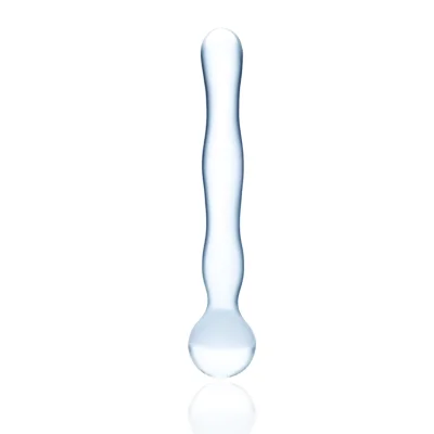 Dildo Round Tip, Sticla Premium, Transparent, 17 cm, Passion Labs, Glass Series