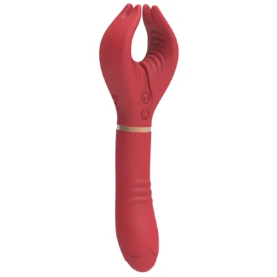 Vibrator Lothus, 7+7 Moduri Vibratii, Silicon, USB Magnetic, Rosu, 21.5 cm, Passion Labs, Sensations