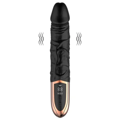 Vibrator Black Orchid, Ecran LCD, 12 Moduri Vibratii, Silicon, USB Magnetic, Negru, 23 cm, JGF Toys