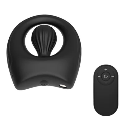 Inel Penis Melek, 10 Moduri Vibratii, Remote Control, Silicon Lichid, USB Magnetic, Negru, Guilty Toys, Mighty Warrior