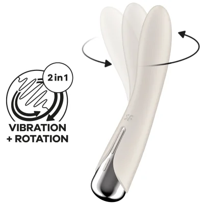 Vibrator Spinning Vibe 1, 12 Moduri Vibratii, 5 Moduri Rotatii, Silicon, USB, Bej, 17.5 cm