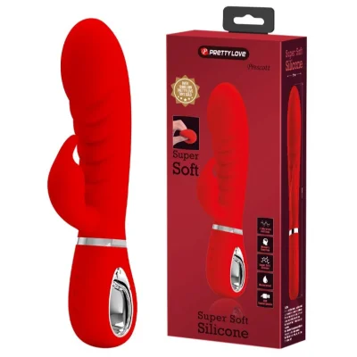 Vibrator Iepuras Prescott, 7 Moduri Vibratii, Silicon, USB, Rosu, 20 cm