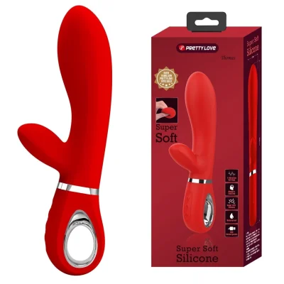 Vibrator Iepuras Thomas, 7 Moduri Vibratii, Silicon, USB, Rosu, 20.5 cm