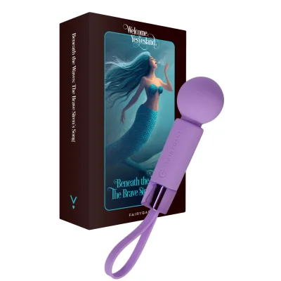 Mini Wand Pearlstasy FairyGasm, 8 Moduri Vibratii, Silicon, USB, IPX7, Mov, 11 cm