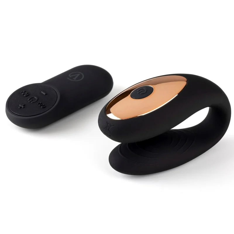 Vibrator Dublu E12, 7 Moduri Vibratii, 4 Viteze, Remote Control, Silicon, USB, Negru