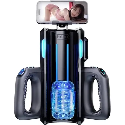 Masturbator Leten King Thrusting Pro, 10 Moduri Thrusting, 10 Viteze, TPE, Negru, 38 cm