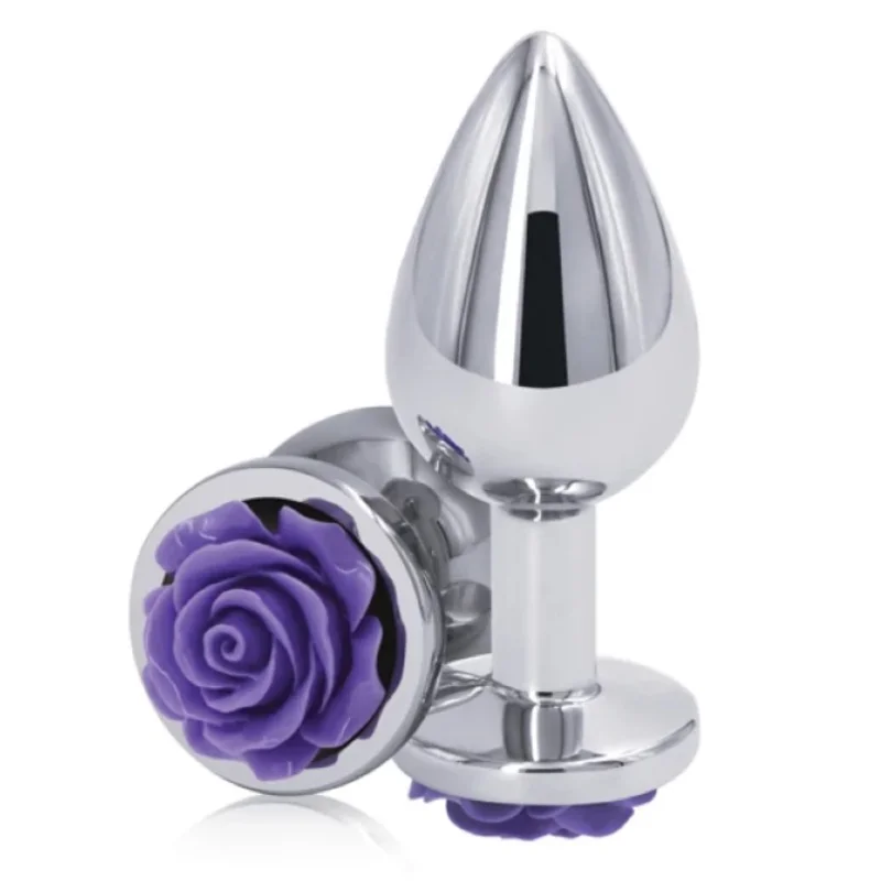 Dop Anal Rose Pleasure Medium, Argintiu/Mov, Guilty Toys