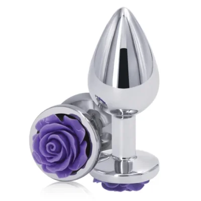 Dop Anal Rose Pleasure Medium, Argintiu/Mov, Guilty Toys