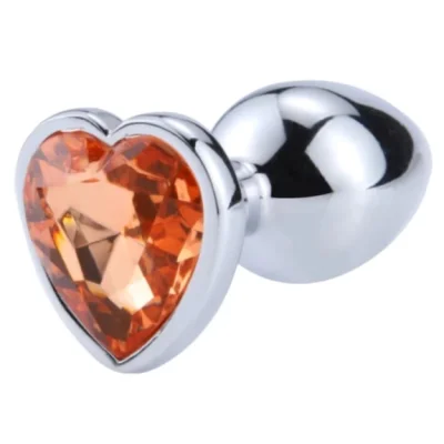 Dop Anal Hearty Buttplug, Medium, Argintiu/Portocaliu, Passion Labs