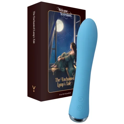Vibrator WowGenie FairyGasm, 9 Moduri Vibratii, Functie Incalzire, Silicon, USB, IPX7, Albastru, 17.5 cm
