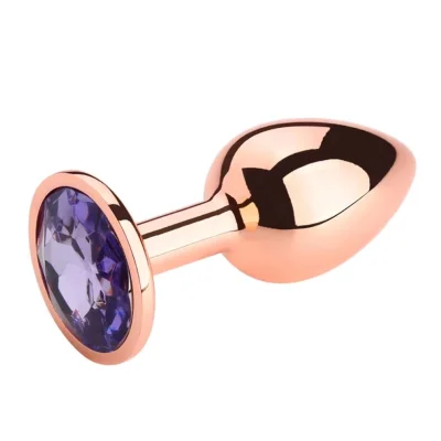Dop Anal Charm Anal Plug Medium, Rose Gold, Piatra Mov Deschis, Passion Labs