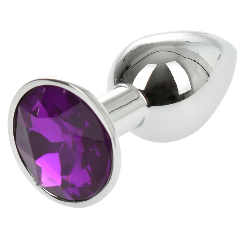 Dop Anal Metallic Buttplug Small Argintiu/Mov Passion Labs