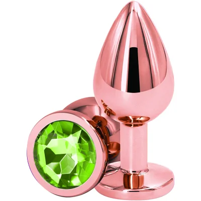 Dop Anal Charm Anal Plug Large, Rose Gold, Piatra Verde Deschis, Passion Labs