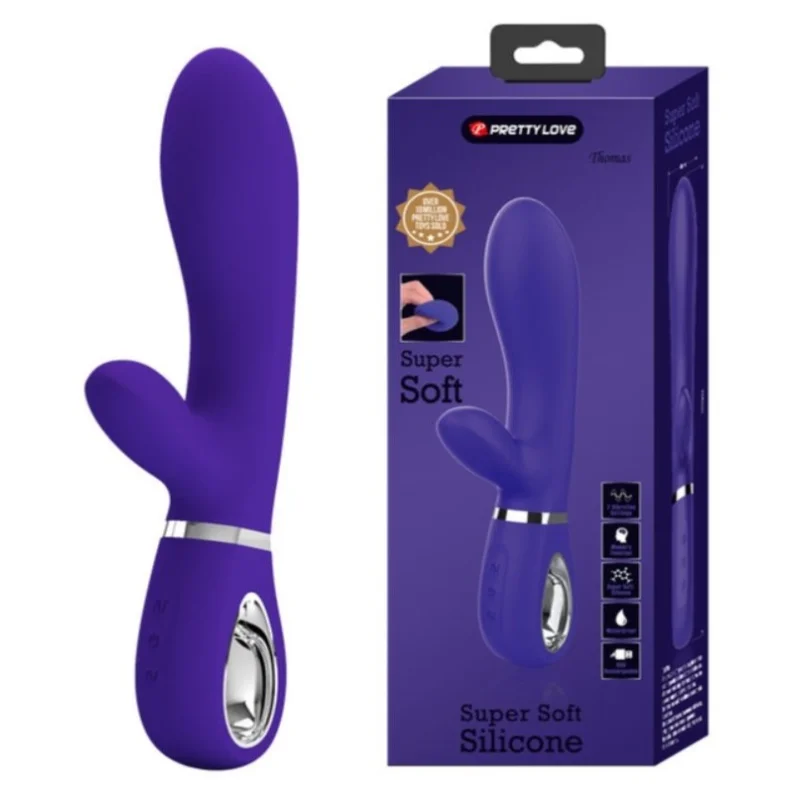 Vibrator Iepuras Thomas, 7 Moduri Vibratii, Silicon, USB, Violet, 20.5 cm