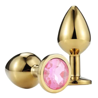 Dop Anal Metallic Buttplug, Medium, Auriu/Roz Deschis, Passion Labs