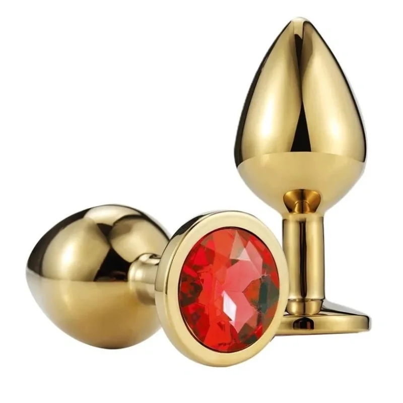 Dop Anal Metallic Buttplug, Small, Auriu/Rosu, Passion Labs