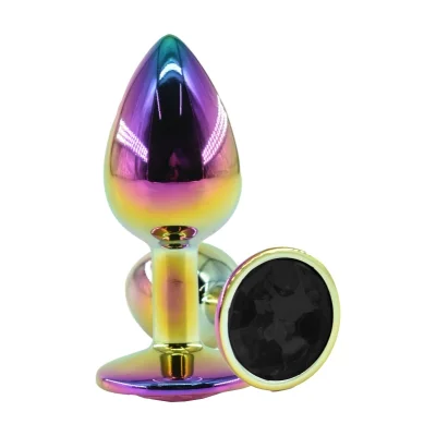 Dop Anal Metalic, Medium, Multicolor, Piatra Neagra, Guilty Toys