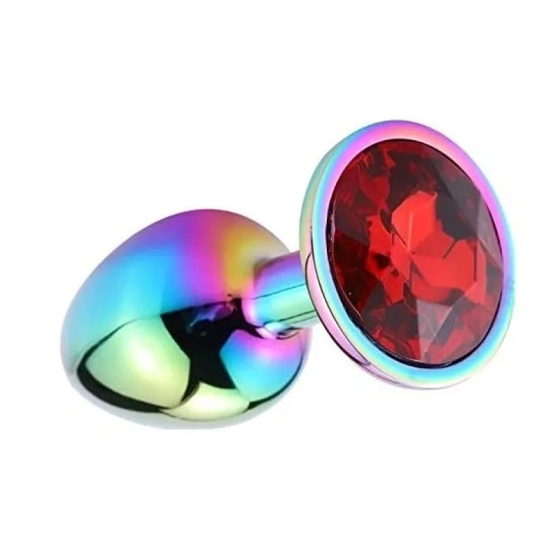 Dop Anal Metalic, Medium, Multicolor, Piatra Rosie, Guilty Toys