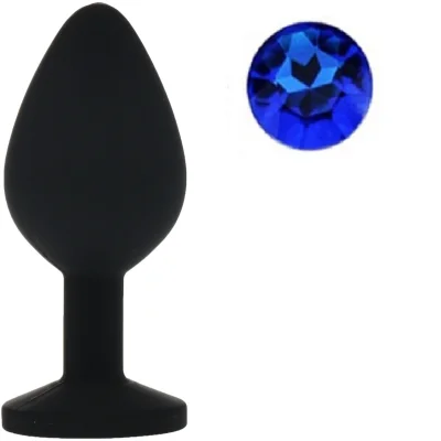 Dop Anal Silicone Buttplug, Small, Negru/Albastru Inchis, Guilty Toys
