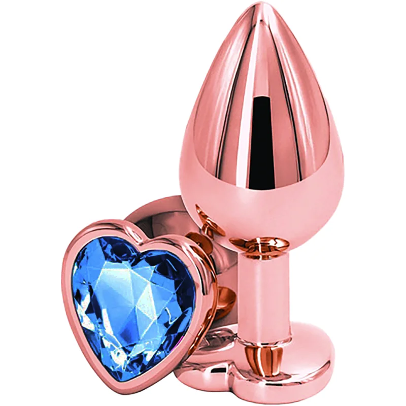 Dop Anal Brilliant Anal Plug Small, Rose Gold, Piatra Albastra, Passion Labs