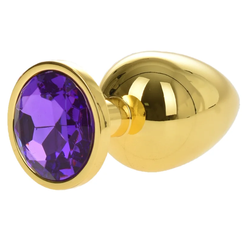 Dop Anal Metallic Buttplug, Large, Auriu/Mov, Passion Labs