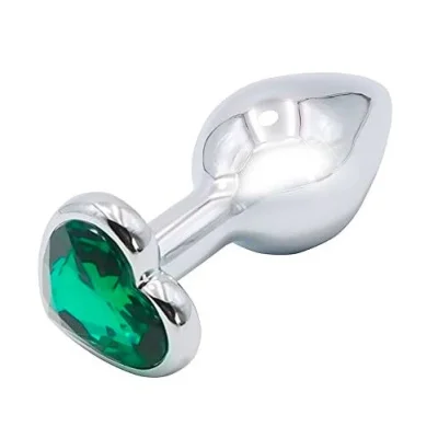 Dop Anal Hearty Buttplug, Medium, Argintiu/Verde, Passion Labs