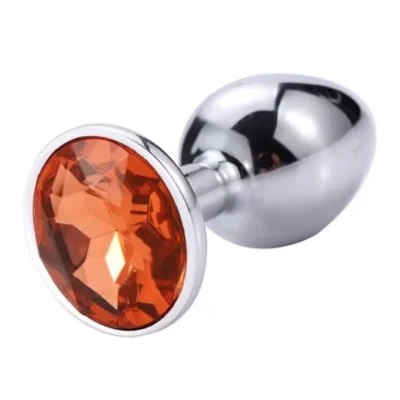 Dop Anal Metallic Buttplug, Small, Argintiu/Portocaliu, Passion Labs