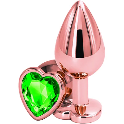 Dop Anal Brilliant Anal Plug Medium, Rose Gold, Piatra Verde, Passion Labs