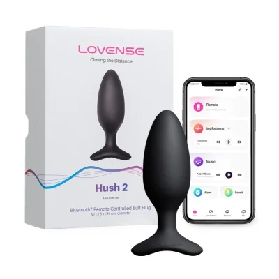 Dop Anal cu Vibratii Lovense Hush 2, Bluetooth Control, M - 4.45 cm