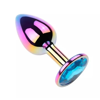 Dop Anal Metalic, Large, Multicolor, Piatra Albastru Deschis, Guilty Toys