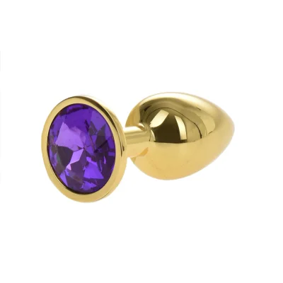 Dop Anal Metallic Buttplug, Small, Auriu/Mov, Passion Labs