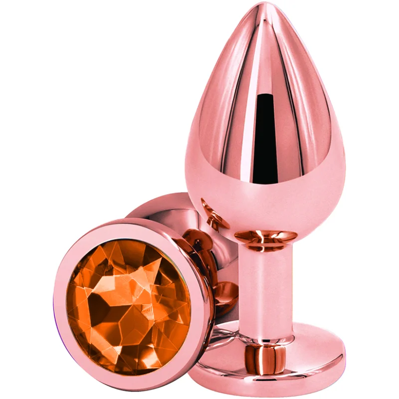 Dop Anal Charm Anal Plug Medium, Rose Gold, Piatra Portocalie, Passion Labs
