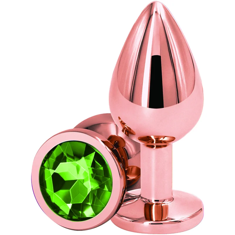 Dop Anal Charm Anal Plug Large, Rose Gold, Piatra Verde, Passion Labs